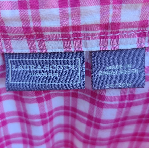 COPY - Laura Scott Plus Size Pink and White Top 3X - Picture 3 of 4